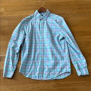 Vineyard Vines Men's Plaid Whale Shirt in Blue Pink and Green SLIM Fit Medium